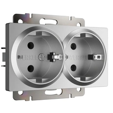 Изображение Розетка двойная с заземлением (серебряный матовый) W1172065