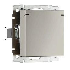 Изображение Розетка влагозащищенная с заземлением, крышкой и шторками (дымчатый матовый) W1271204